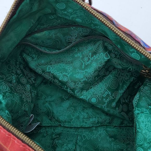 Desigual designer Crossbody Bag multi pattern green red embroidery leather - Picture 12 of 16